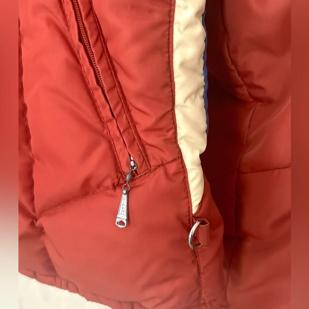 Vintage Retro 1970's Obermeyer Women's Rust‎ and Cream Puffer Jacket cozy